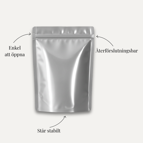 Egenskaper: enkel att öppna, återförslutningsbar, står stabilt